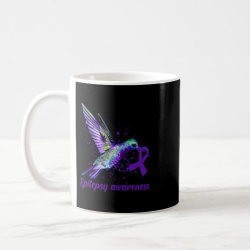 Hummingbird Purple Ribbon Epilepsy Awareness Month Coffee Mug