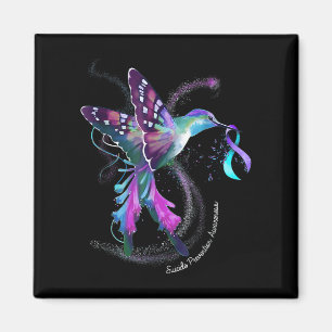 Hummingbird Purple Ribbon Suicide Prevention Aware Magnet