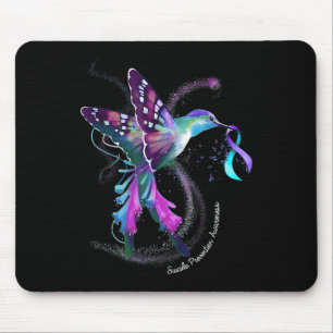 Hummingbird Purple Ribbon Suicide Prevention Aware Mouse Pad