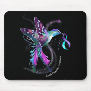 Hummingbird Purple Ribbon Suicide Prevention Aware Mouse Pad
