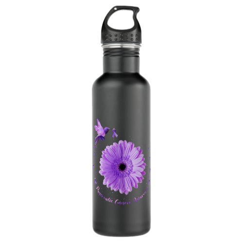 Hummingbird Purple Sunflower Pancreatic Cancer Awa Stainless Steel Water Bottle