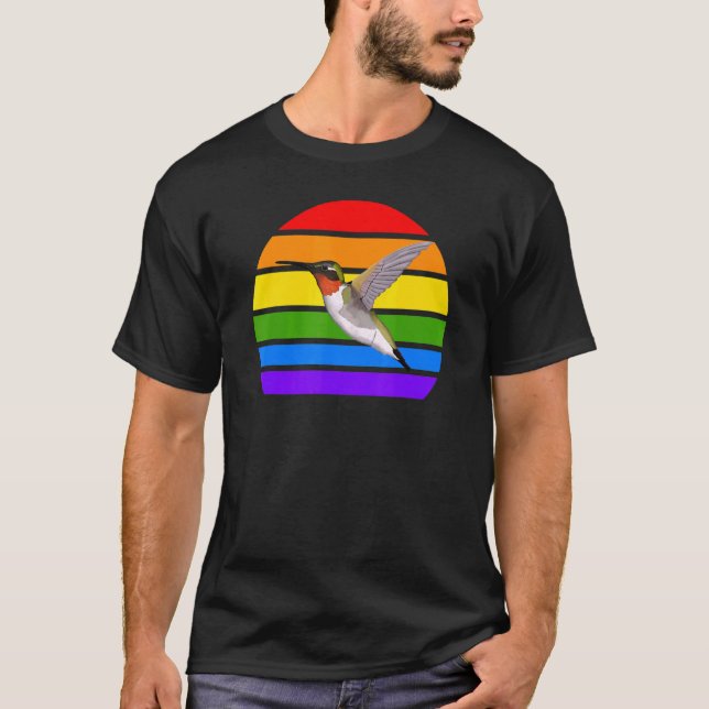 Hummingbird Rainbow Bird Birdwatcher Songbird Dive T-Shirt (Front)