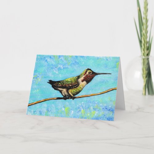 Hummingbird Ready to Fly Painting Card