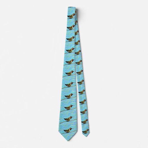 Hummingbird Ready to Fly Painting Neck Tie