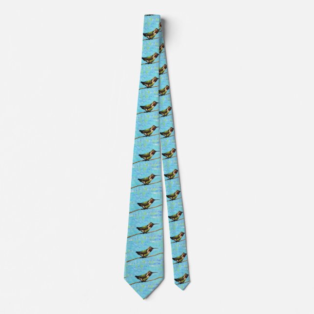 Hummingbird Ready to Fly Painting Neck Tie (Front)