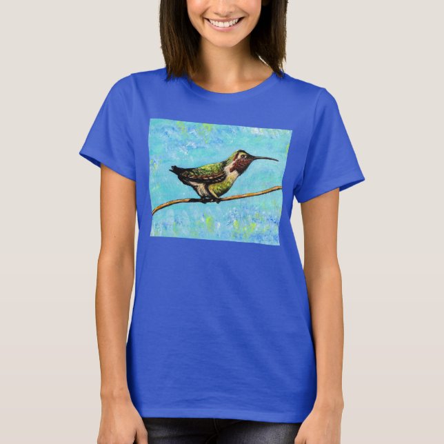 Hummingbird Ready to Fly Painting T-Shirt (Front)