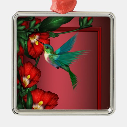 Hummingbird Red Hibiscus Ornament