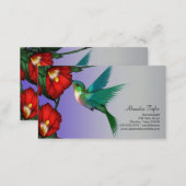Hummingbird Red Hibiscus Teal Blue Purple Business Card (Front/Back)