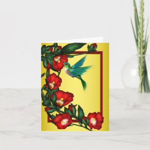 Hummingbird Red Hibiscus Yellow You Cards