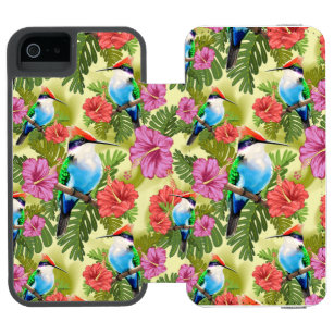 Hummingbird resting and Hibiscuses iPhone SE/5/5s Wallet Case