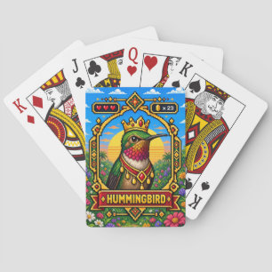 Hummingbird Retro 8-Bit Pixel Art Poker Cards