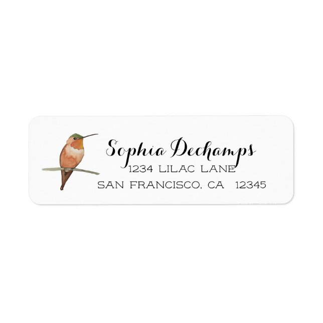 Hummingbird Return Address Label (Front)