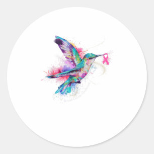 Hummingbird Ribbon Breast Cancer Awareness Classic Round Sticker