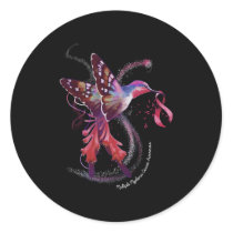 Hummingbird Ribbon Multiple Myeloma Cancer Awarene Classic Round Sticker