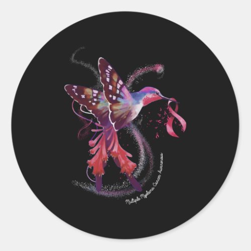 Hummingbird Ribbon Multiple Myeloma Cancer Awarene Classic Round Sticker