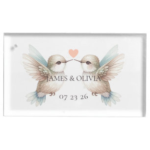 Hummingbird Romance Custom Wedding Table Place Card Holder