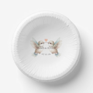 Hummingbird Romance Minimalist Wedding Paper Bowl