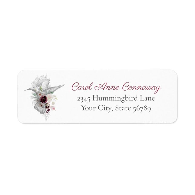 Hummingbird & Roses Label (Front)