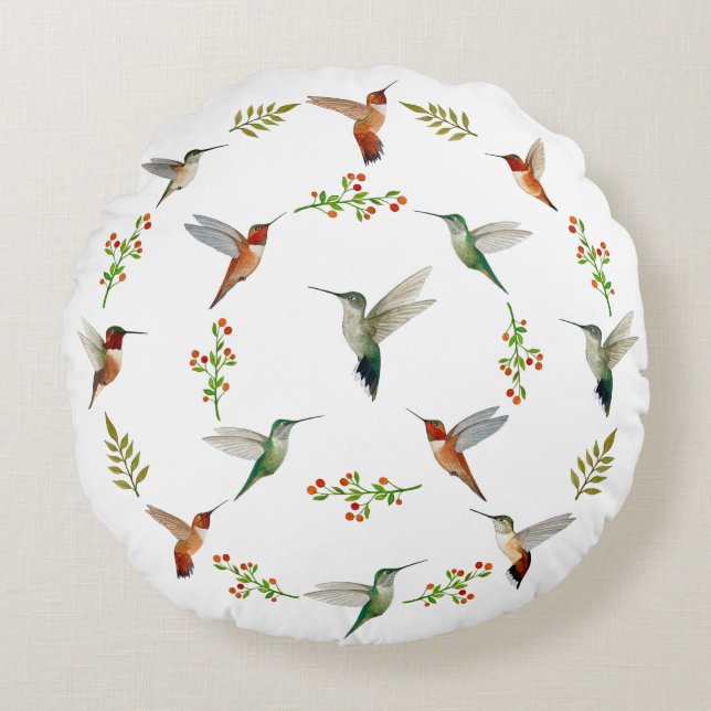 Hummingbird  round pillow (Front)