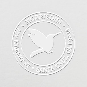 Hummingbird Round Typography Return Address Embosser