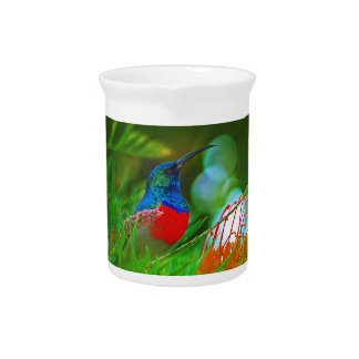 Hummingbird ruby throated drink pitcher