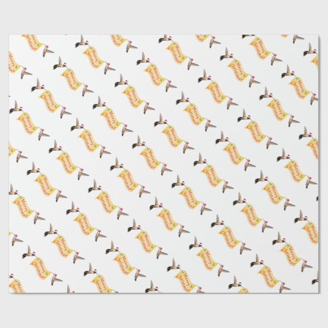 Hummingbird Santas Wrapping Paper (Flat)