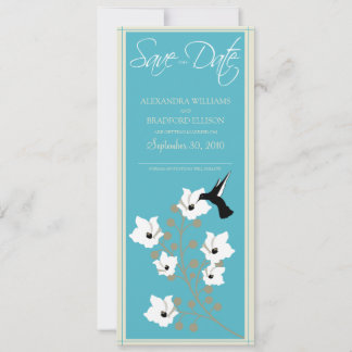 Hummingbird Save the Date Announcement (aqua)