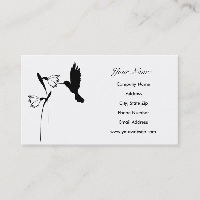Hummingbird Silhouette Business Cards (Front)