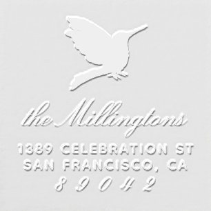 Hummingbird Silhouette Family Name Return Address Embosser