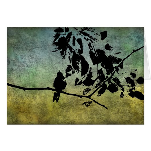 Hummingbird Silhouette on Grunge Background Cards (Front Horizontal)