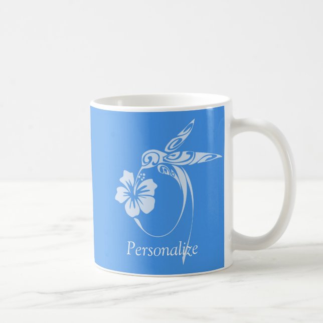 Hummingbird Simple & Elegant Blue & White Coffee Mug (Right)