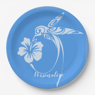 Hummingbird Simple & Elegant Blue & White Paper Plates