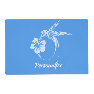 Hummingbird Simple & Elegant Blue & White Placemat