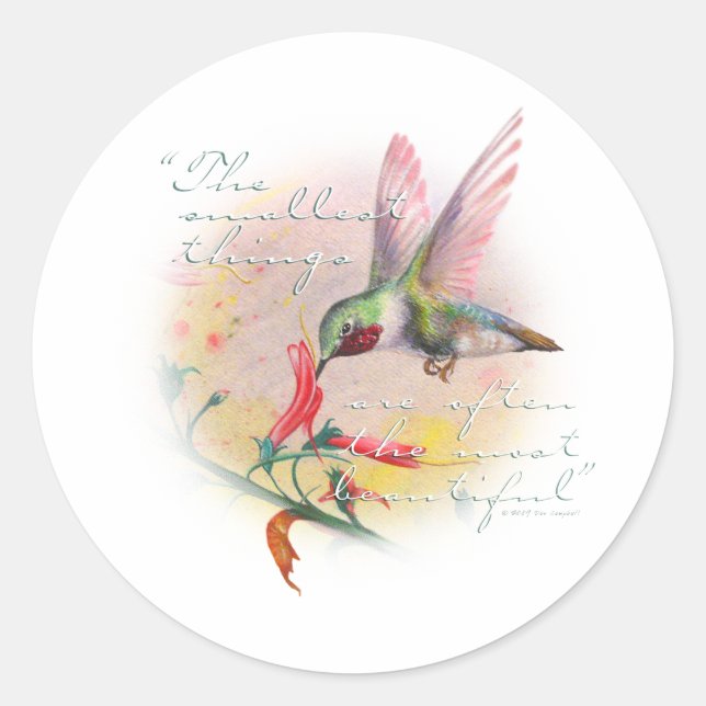 Hummingbird - Small things are the most beautiful. Classic Round Sticker (Front)