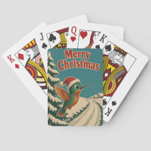 Hummingbird Snow Lane Animal Christmas Poker Cards