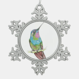 Hummingbird Snowflake Pewter Christmas Ornament