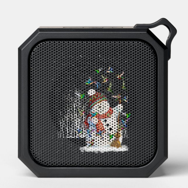 Hummingbird Snowman Merry Christmas Bluetooth Speaker (Front)