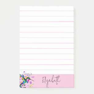 Hummingbird splatter personalized post-it notes