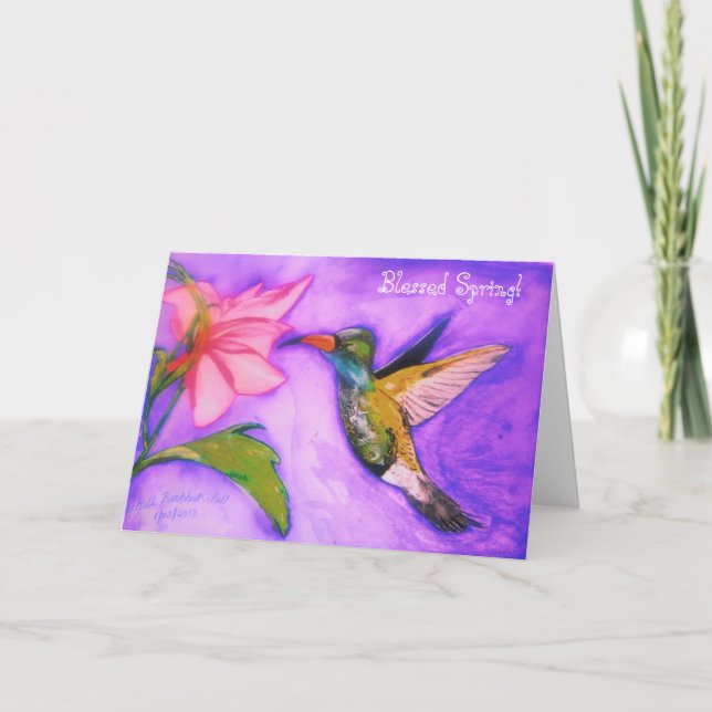 Hummingbird Spring Blank Greeting Card (Front)