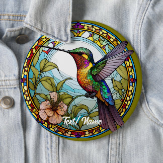 Hummingbird Stain Glass Design Pin 