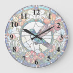 Hummingbird Stained Glass (with numbers) Bird Large Clock