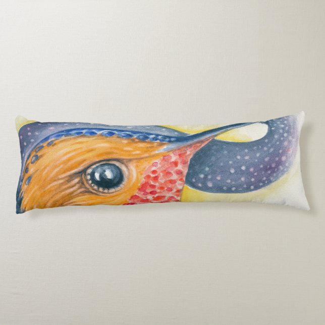 Hummingbird Stars Galaxy Watercolor Body Pillow (Back)