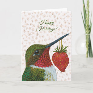 Hummingbird/Strawberry holiday card