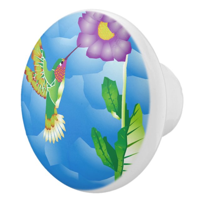 Hummingbird:  Stylized Ceramic Knob (Right)