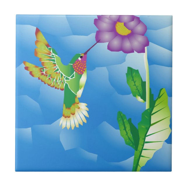 Hummingbird:  Stylized Ceramic Tile (Front)