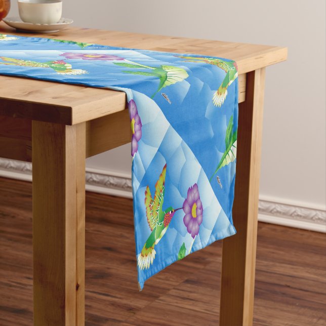 Hummingbird:  Stylized Short Table Runner (In Situ)