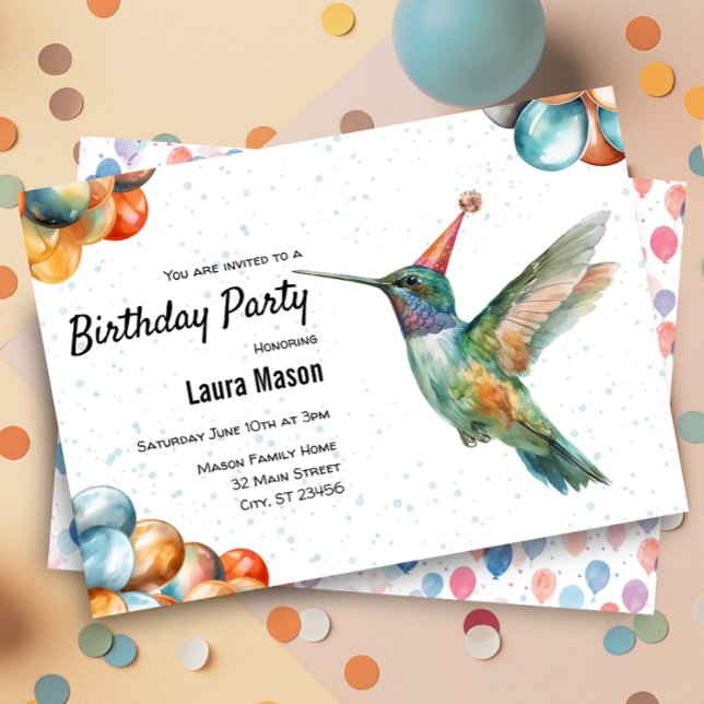 Hummingbird Summer Nature Garden Birthday Party Invitation (Creator Uploaded)