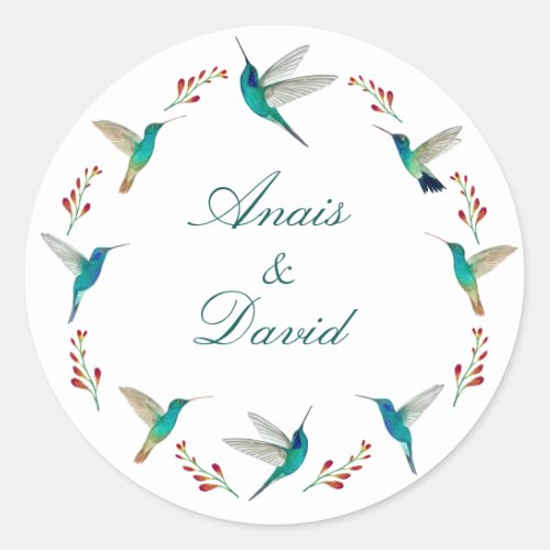 Hummingbird Summer Wedding Classic Round Sticker