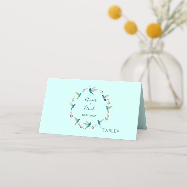 Hummingbird Summer Wedding Place Card (Front)