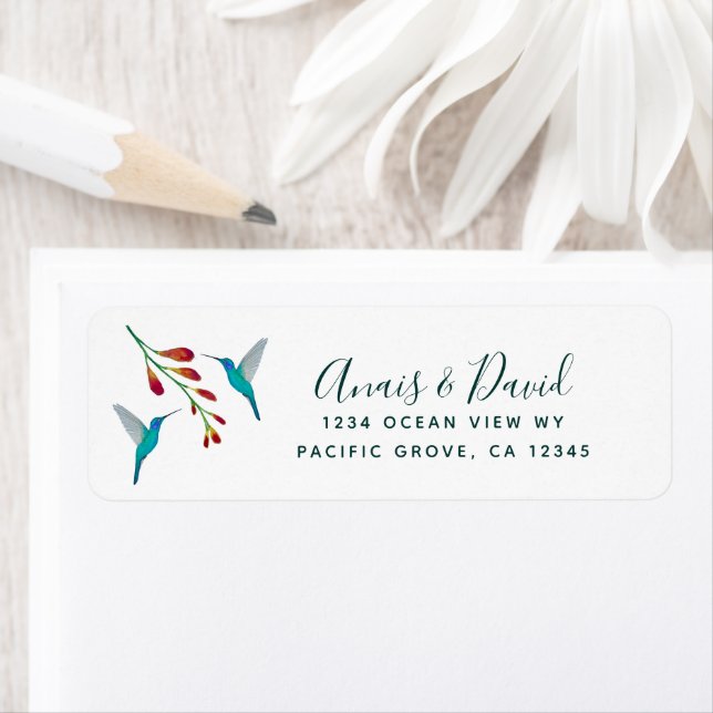 Hummingbird Summer Wedding  return address Label (Insitu)